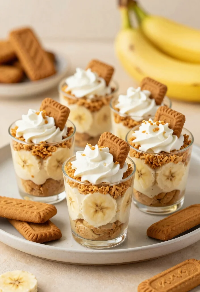 16 Biscoff Banana Pudding Ideas: Creamy Spiced Twist - 14. Mini Biscoff Banana Pudding Shooters 1