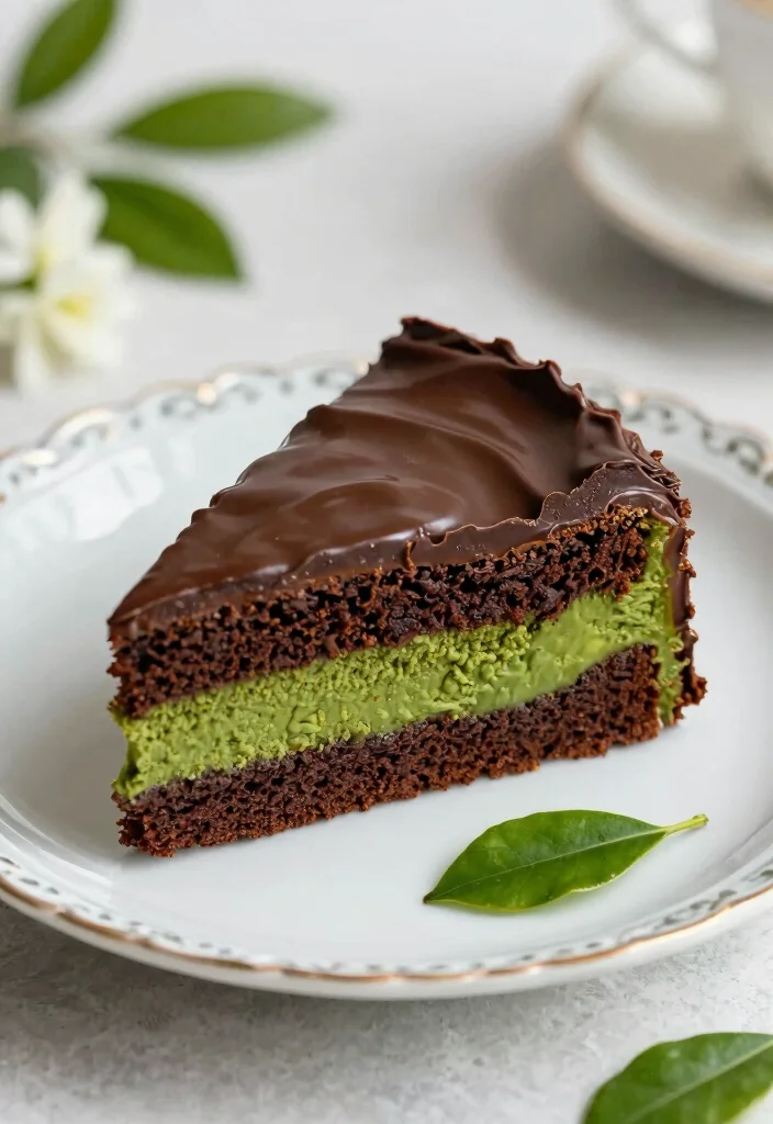 16 Brownie Cake Ideas: Layered Chocolate Desserts - 14. Matcha Chocolate Brownie Cake 1