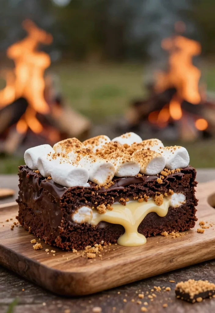 16 Brownie Cake Ideas: Layered Chocolate Desserts - 6. S'mores Brownie Cake 1