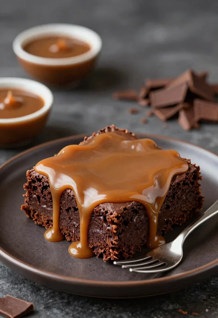 16 Brownie Cake Ideas: Layered Chocolate Desserts - 9. Caramel Chocolate Brownie Cake 1