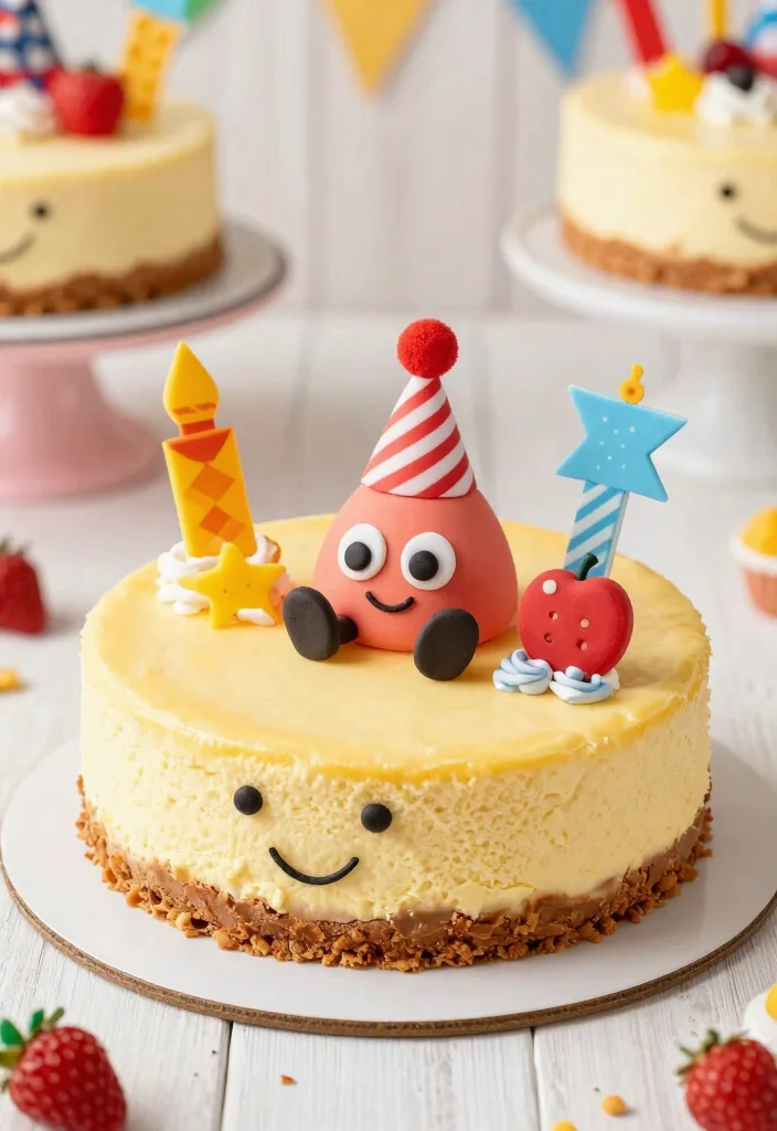 16 Cheesecake Birthday Cake Decoration Ideas: Elegant Fun Designs - 10. Themed Characters and Toppers 1