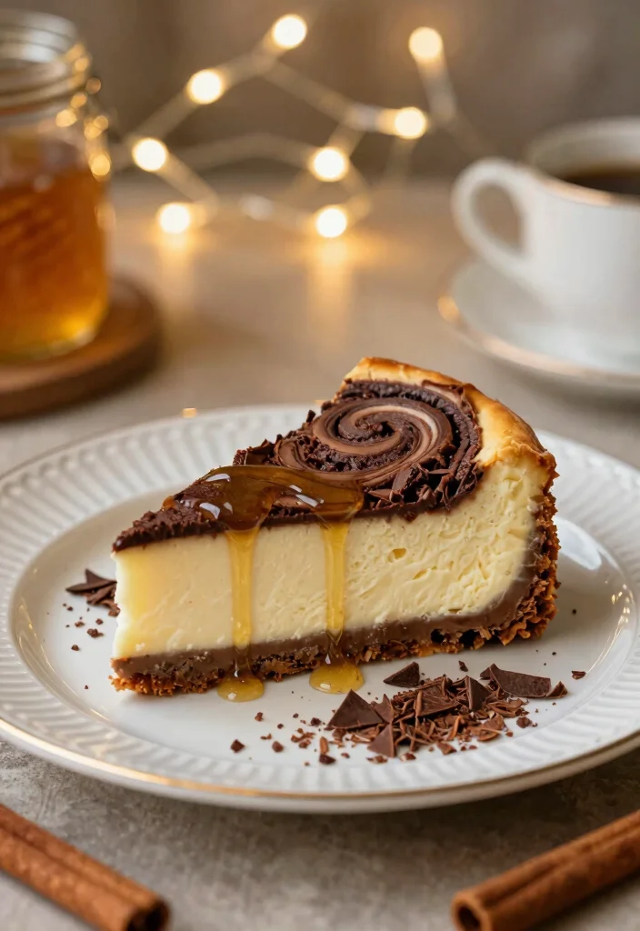 16 Cinnamon Roll Honey Bun Cheesecake Ideas: Ultimate Indulgence - 15. Chocolate Swirled Cinnamon Roll Honey Bun Cheesecake 1