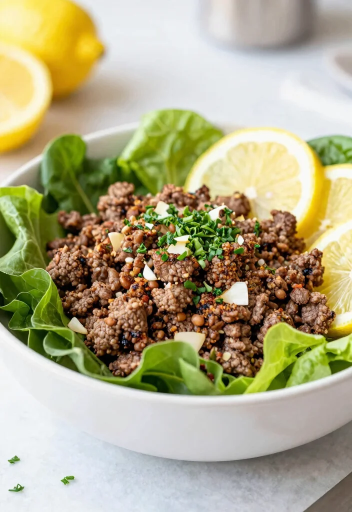 16 Hamburger in a Bowl Ideas: Low Carb Comfort - 10. Lemon Garlic Herb Burger Bowl 1