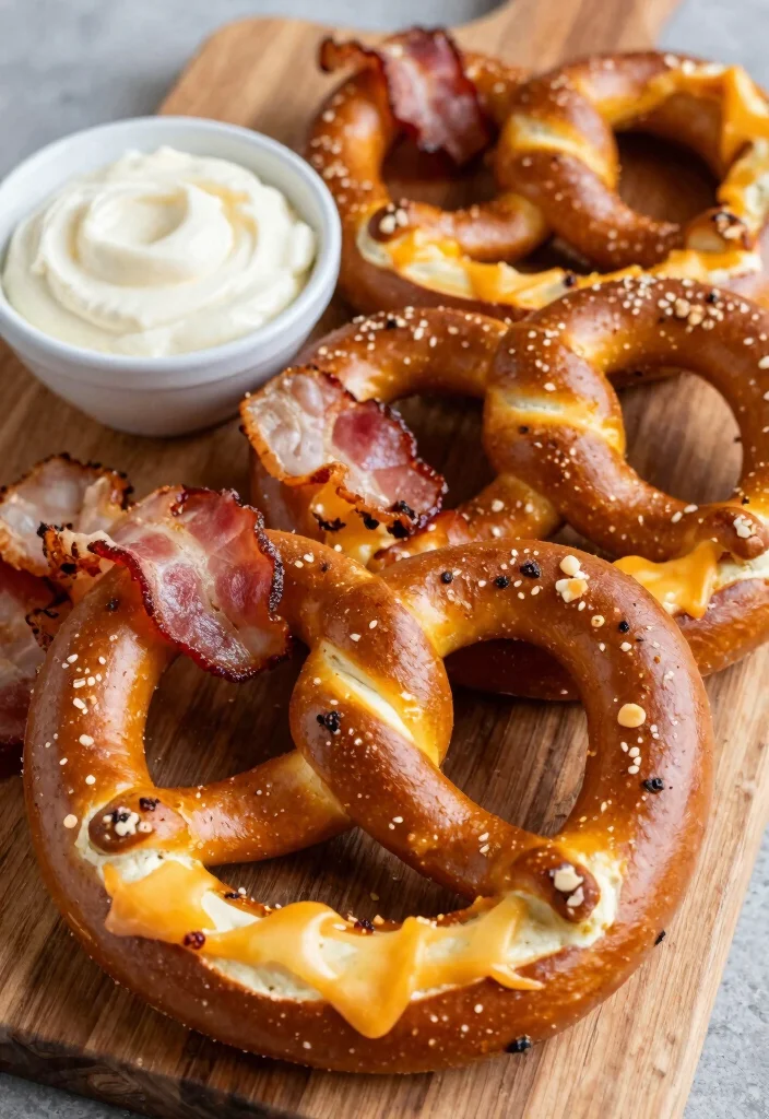 16 Sourdough Discard Pretzels Ideas: Soft Chewy Treats - 15. Bacon and Cheddar Sourdough Pretzels 1