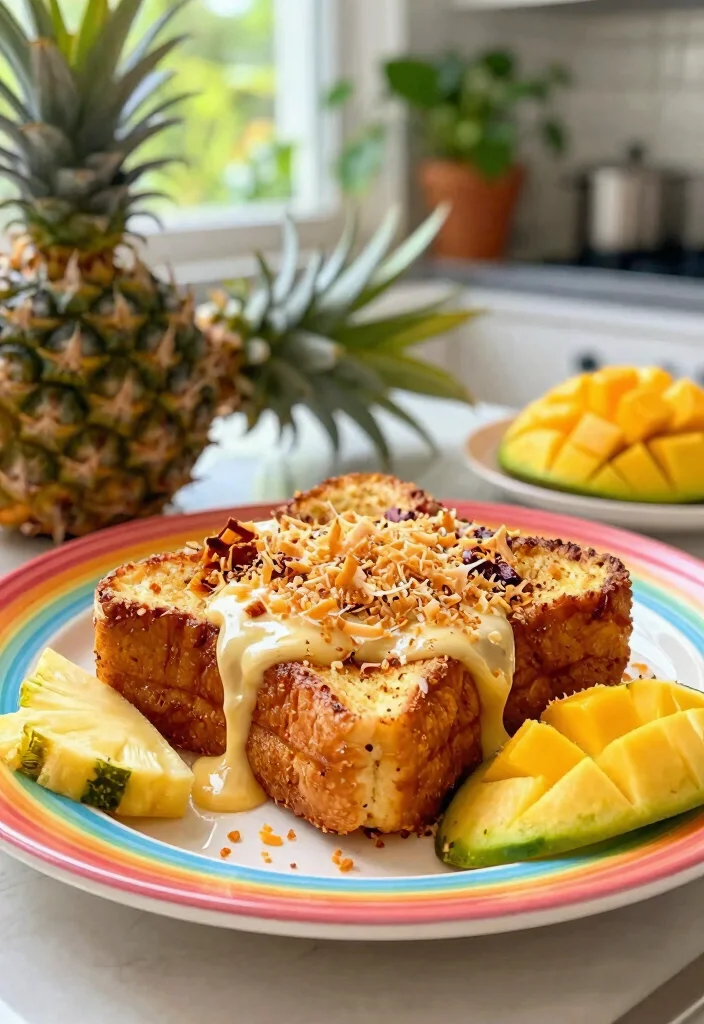 16 Sourdough French Toast Casserole Ideas: Cozy Brunch Bake - 7. Tropical Coconut Sourdough French Toast Casserole 1