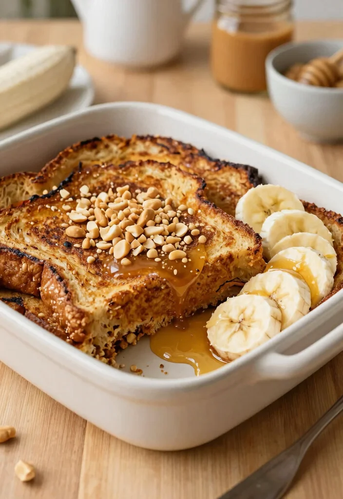 16 Sourdough French Toast Casserole Ideas: Cozy Brunch Bake - 8. Peanut Butter Banana Sourdough French Toast Casserole 1