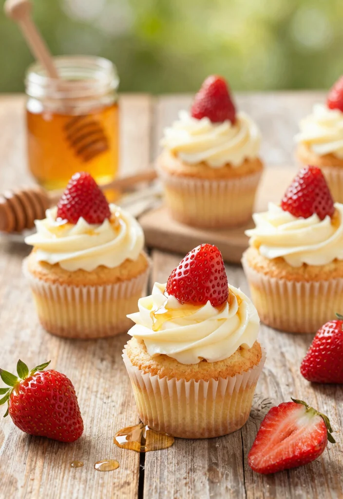16 Strawberry Cheesecake Cupcakes Ideas Cute Party Desserts - 11. Strawberry Cheesecake Cupcakes with Honey Drizzle 1