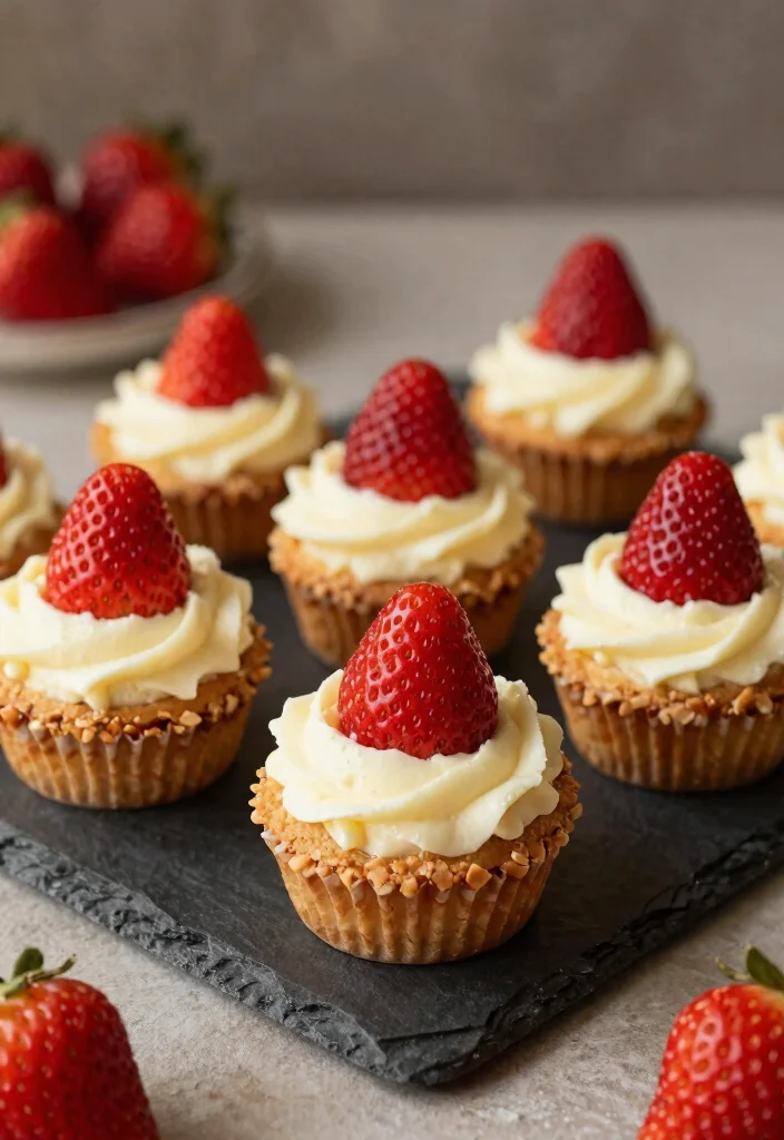 16 Strawberry Cheesecake Cupcakes Ideas Cute Party Desserts - 14. Strawberry Cheesecake Cupcakes with Nut Crust 1