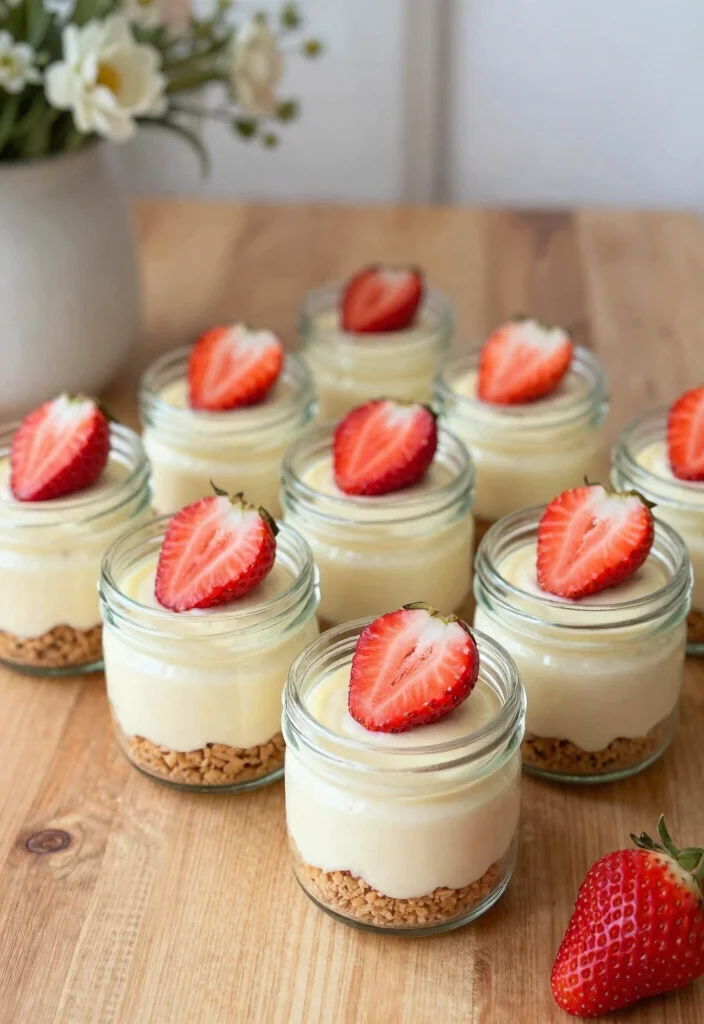 16 Strawberry Cheesecake Cupcakes Ideas Cute Party Desserts - 7. Mini Strawberry Cheesecake Jars 1