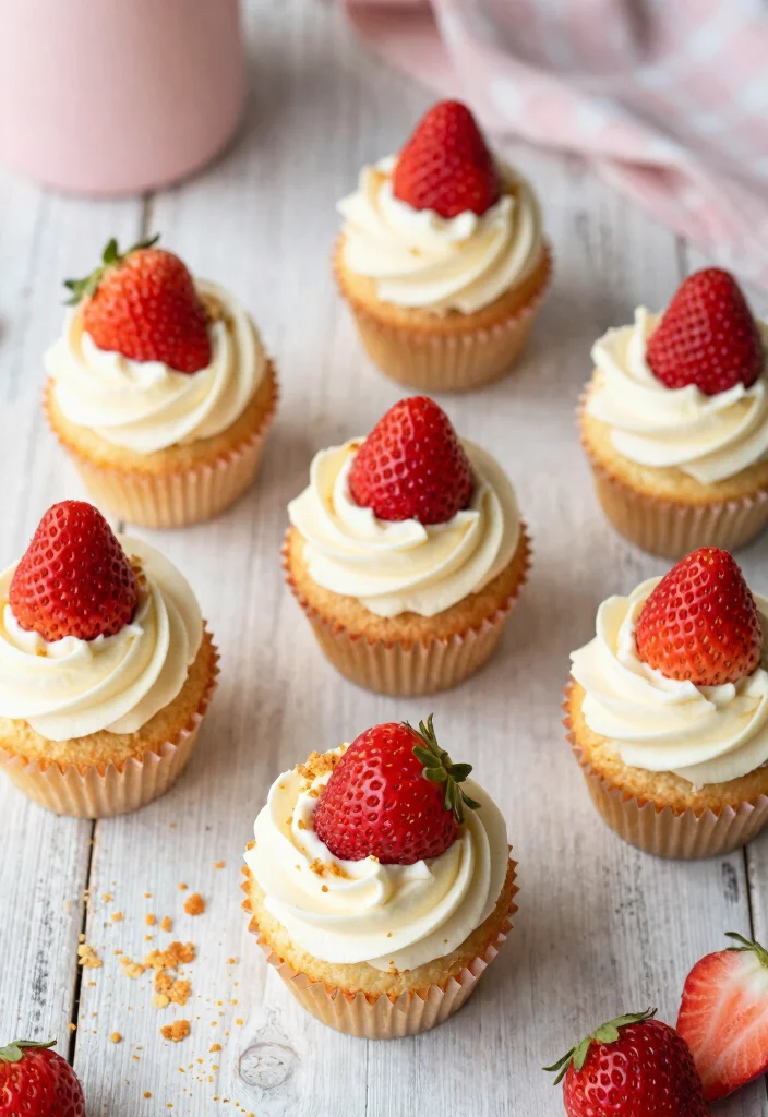 16 Strawberry Cheesecake Cupcakes Ideas Cute Party Desserts - 9. Strawberry Cheesecake Cupcakes with Graham Cracker Crumble 1