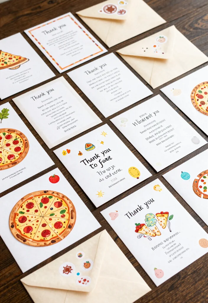 17 Adorable Pizza Baby Shower Ideas for a Themed Celebration - 12. Pizza-Themed Thank You Cards 1