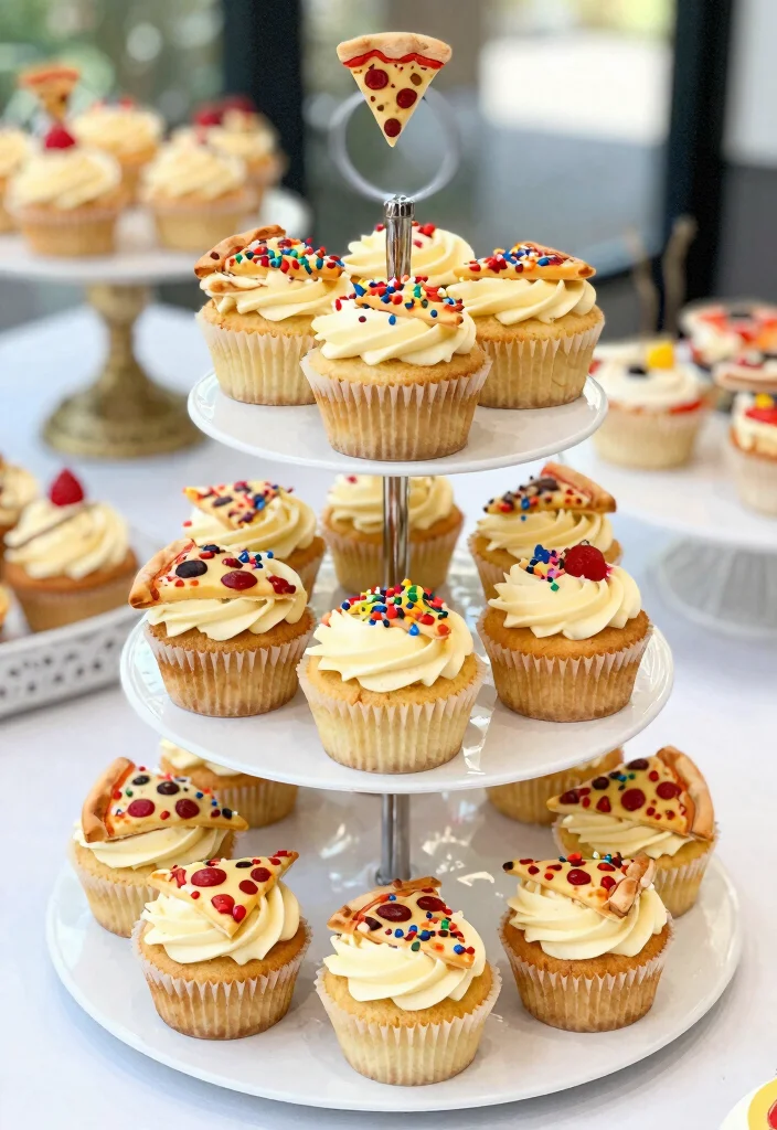 17 Adorable Pizza Baby Shower Ideas for a Themed Celebration - 2. Pizza Slice Cupcakes 1