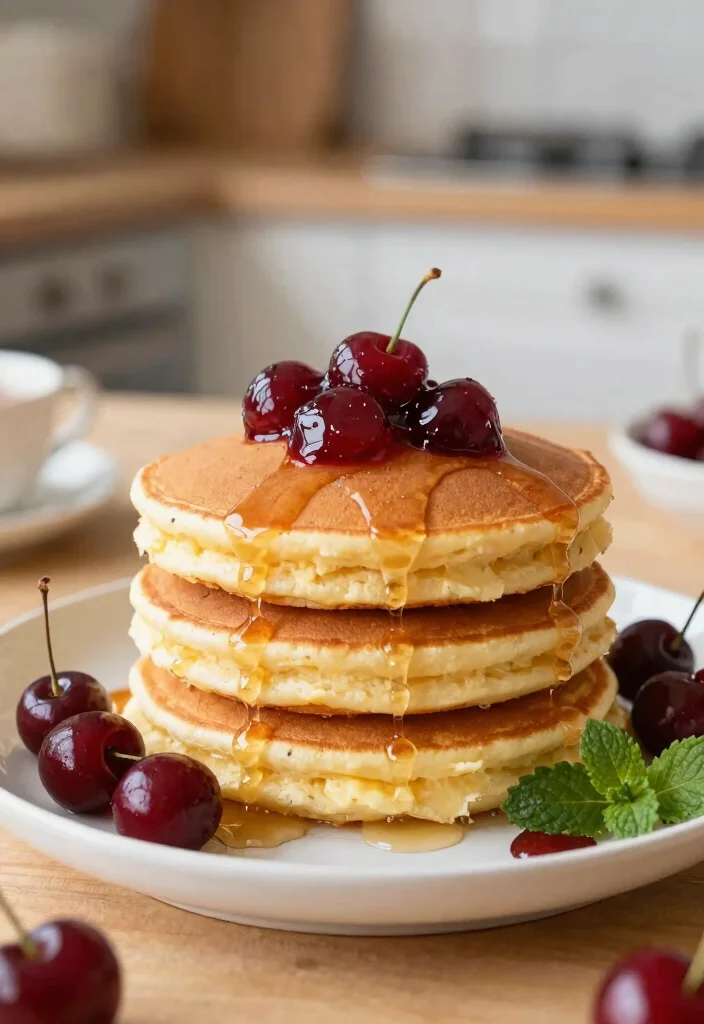 17 Cherry Cheesecake Recipe Ideas: Classic Sweet Tart Flavor - 13. Cherry Cheesecake Pancakes 1