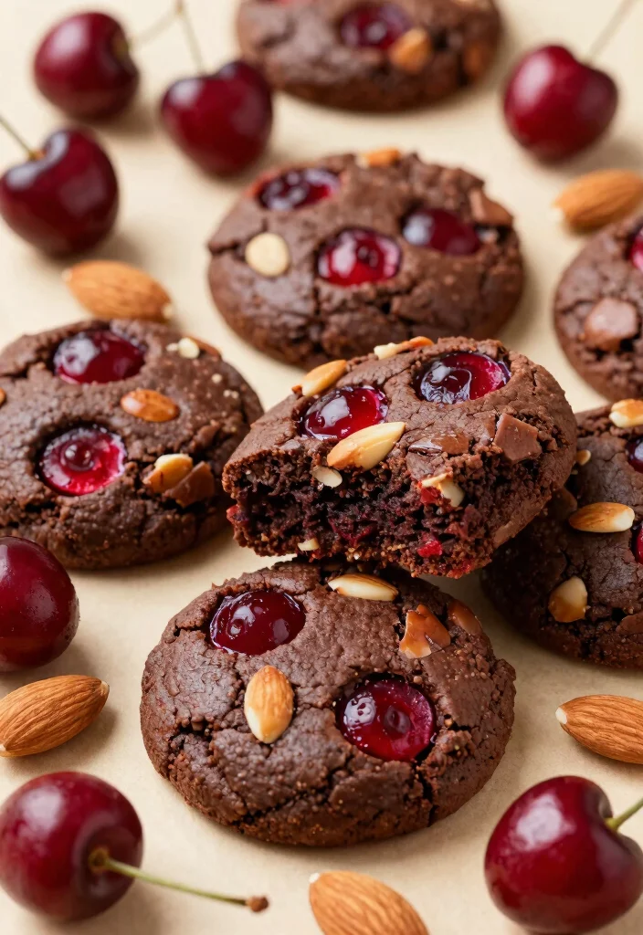17 Fudge Brownie Cookies Ideas with Rich Crackly Tops - 14. Cherry Almond Fudge Brownie Cookies 1