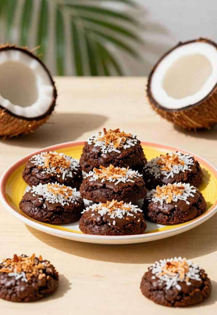 17 Fudge Brownie Cookies Ideas with Rich Crackly Tops - 9. Coconut Fudge Brownie Cookies 1