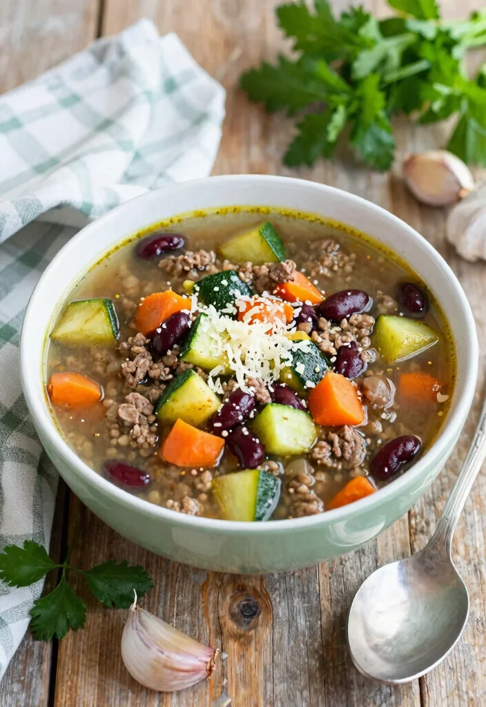 17 Hearty Soups with Hamburger Meat: Cozy Bowls for Healthy Living - 2. Beef and Vegetable Minestrone 1
