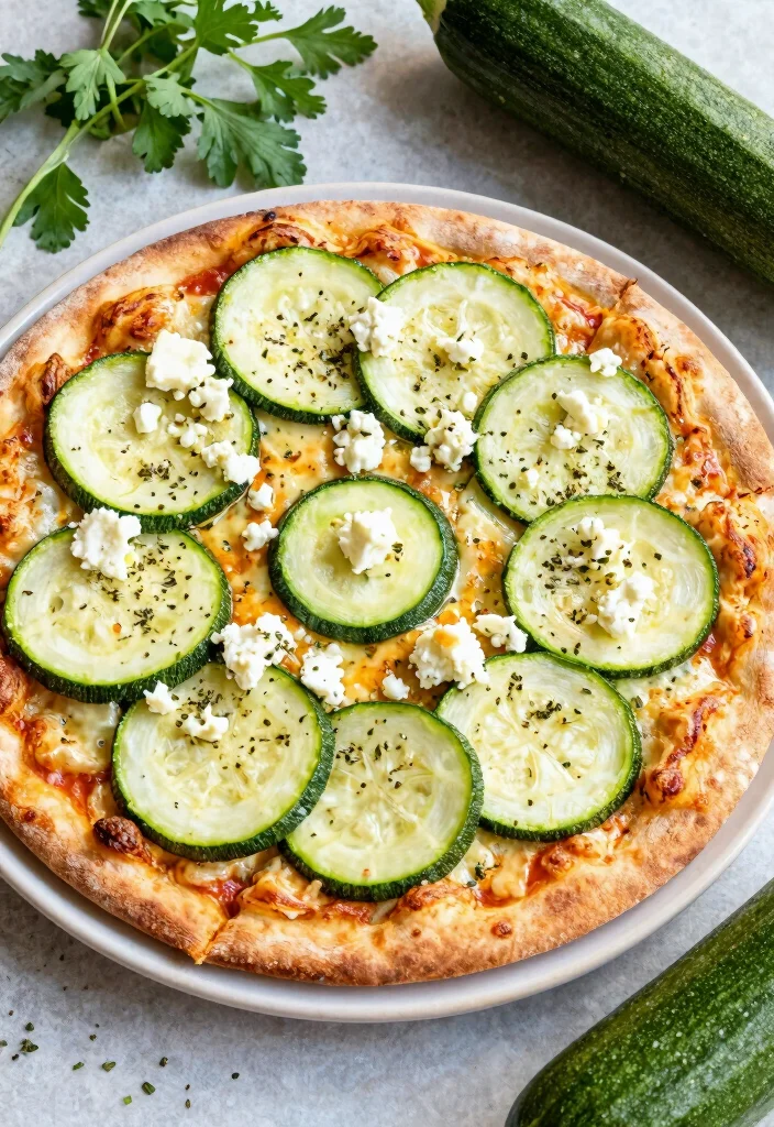 17 Low Carb Pizza Ideas: Keto Friendly Comfort Food - 12. Zucchini and Feta Pizza 1