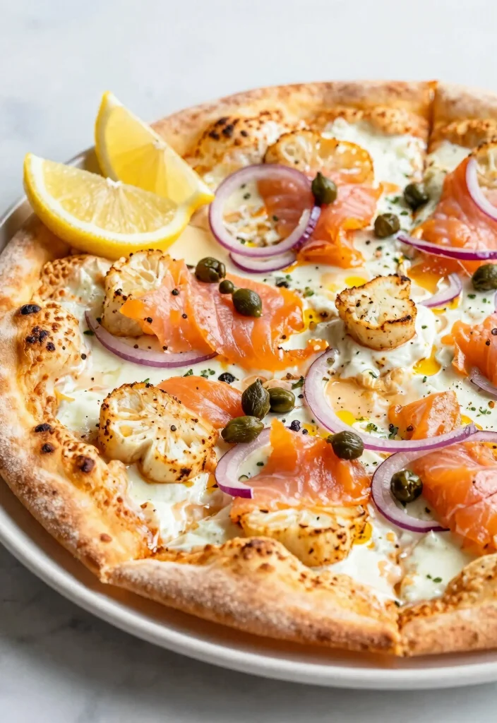 17 Low Carb Pizza Ideas: Keto Friendly Comfort Food - 14. Smoked Salmon Cauliflower Pizza 1