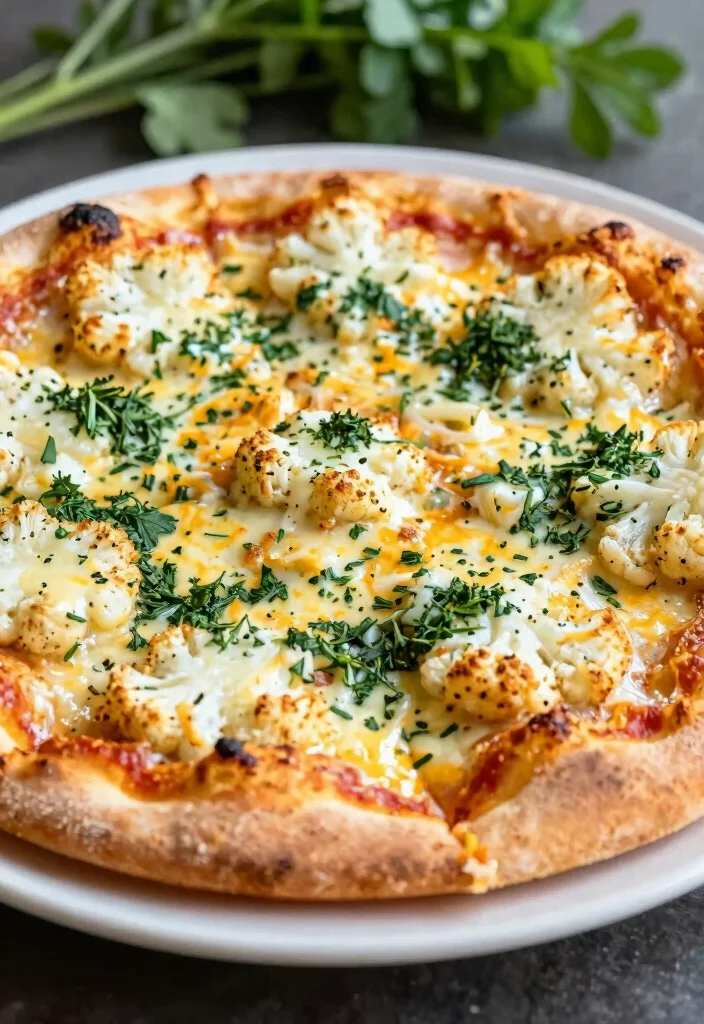 17 Low Carb Pizza Ideas: Keto Friendly Comfort Food - 15. Herb and Cheese Cauliflower Pizza 1