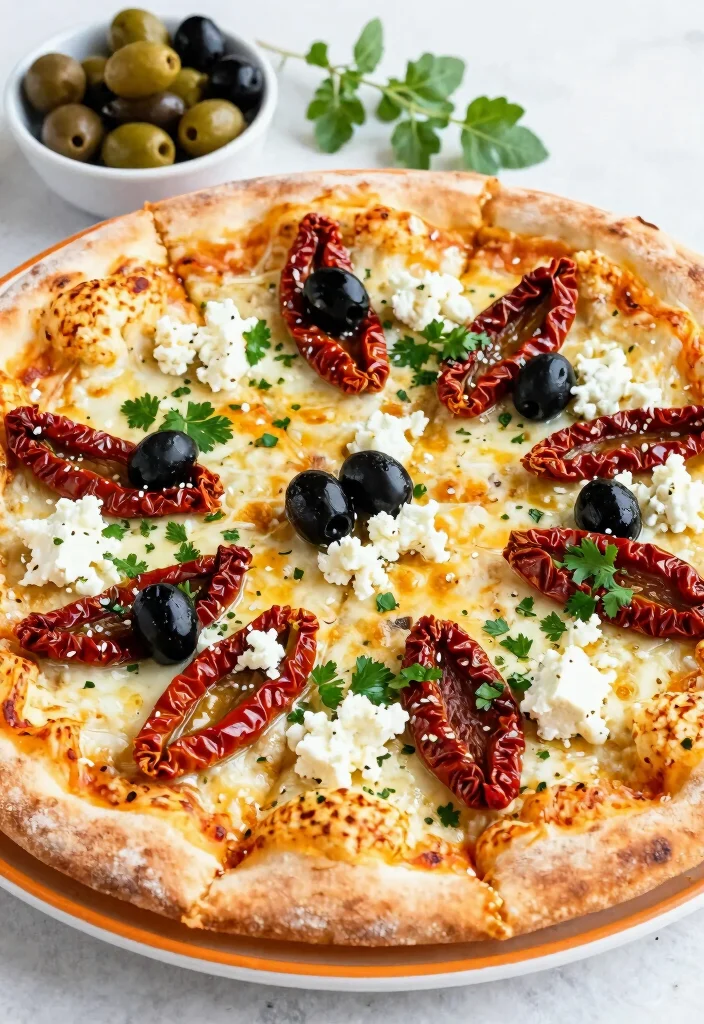17 Low Carb Pizza Ideas: Keto Friendly Comfort Food - 6. Mediterranean Cauliflower Pizza 1