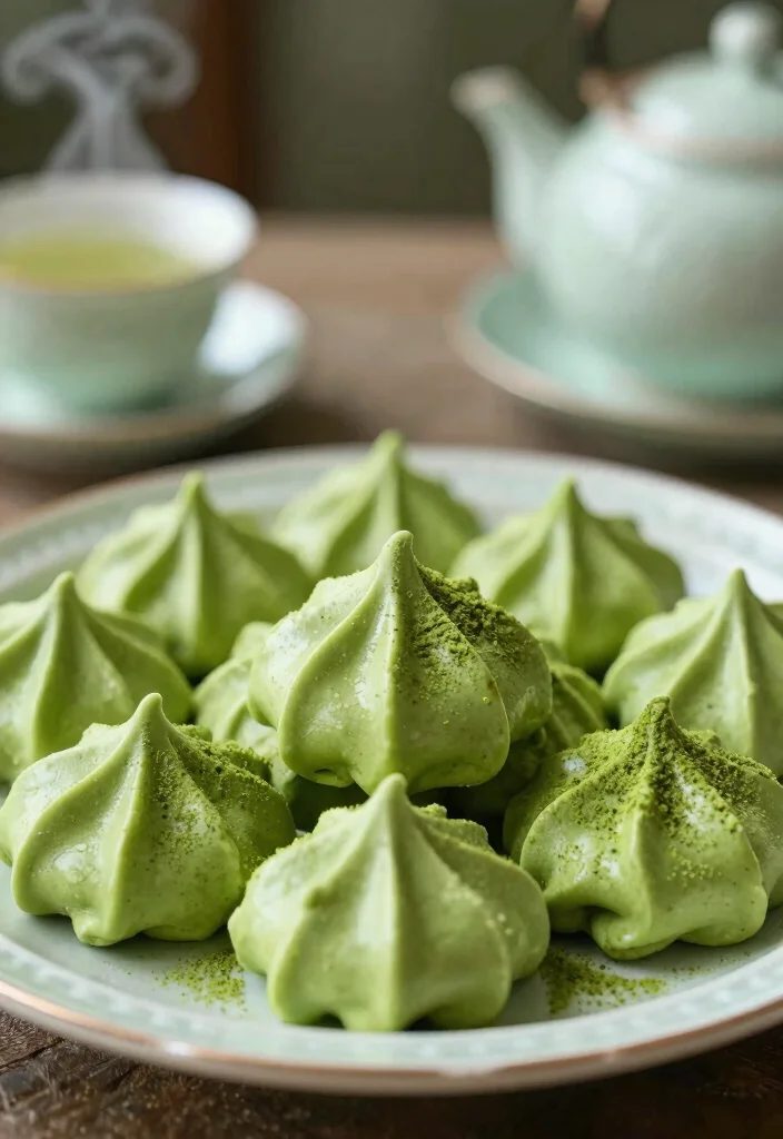 17 Meringue Cookie Recipe Ideas: Light, Airy Sweet Bites - 3. Matcha Green Tea Meringue Kisses 1