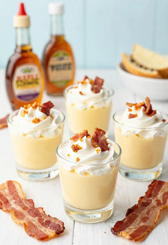 17 Rum Chata Pudding Shots Ideas Fun Party Treats - 10. Maple Bacon Rum Chata Pudding Shots 1
