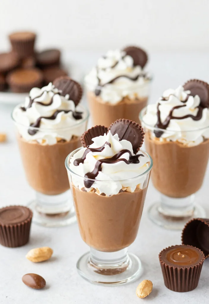 17 Rum Chata Pudding Shots Ideas Fun Party Treats - 7. Peanut Butter Cup Rum Chata Pudding Shots 1