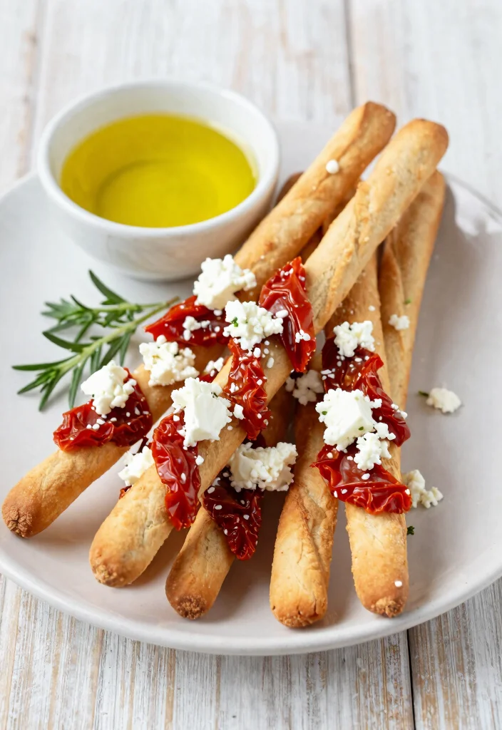 17 Sourdough Discard Breadsticks Ideas: Crispy Savory Snacks - 7. Sun-Dried Tomato and Feta Breadsticks 1