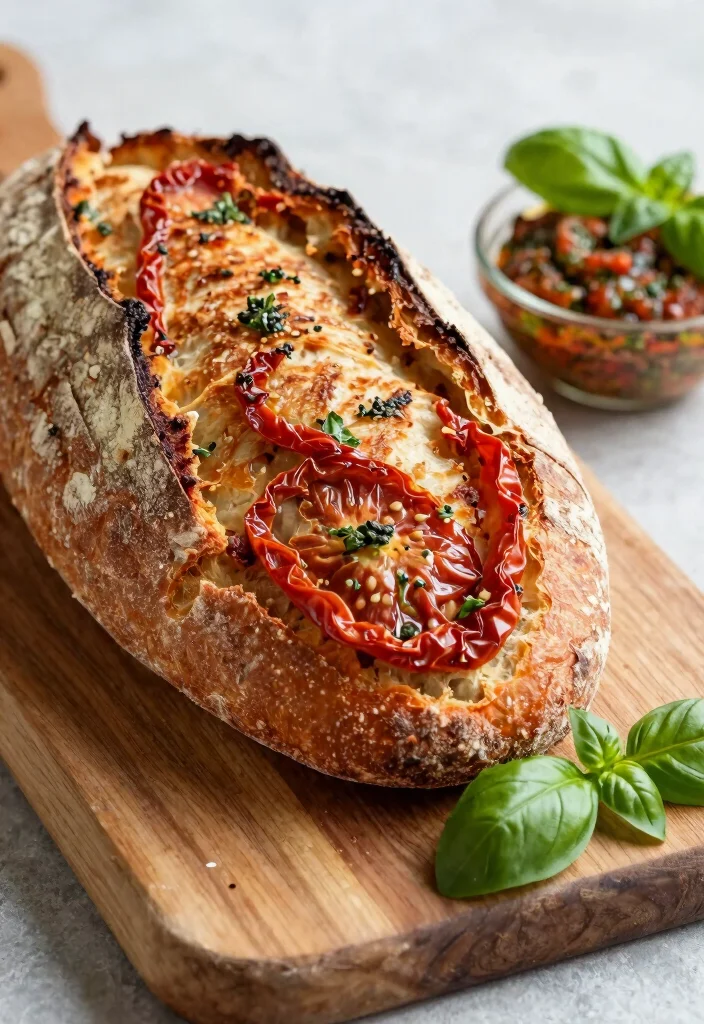 17 Sourdough Loaf Bread Recipe Ideas for a Classic Tangy Crumb - 3. Sun-Dried Tomato and Basil Sourdough 1