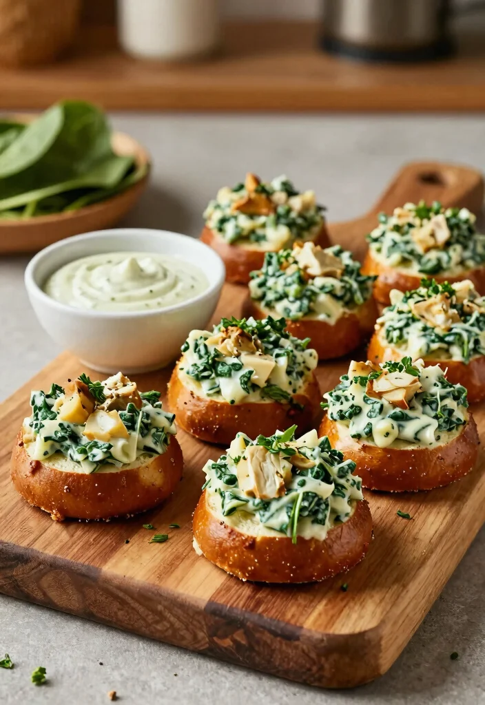 17 Sourdough Pretzel Bites Ideas: Chewy Salty Snacks - 17. Creamy Spinach and Artichoke Sourdough Pretzel Bites 1