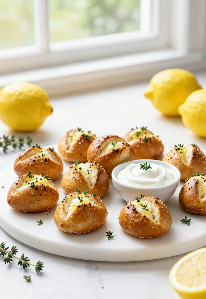 17 Sourdough Pretzel Bites Ideas: Chewy Salty Snacks - 6. Zesty Lemon and Thyme Sourdough Pretzel Bites 1
