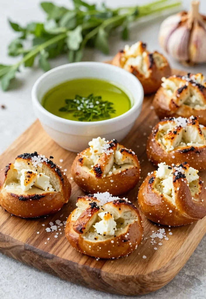 17 Sourdough Pretzel Bites Ideas: Chewy Salty Snacks - 7. Savory Roasted Garlic and Feta Sourdough Pretzel Bites 1