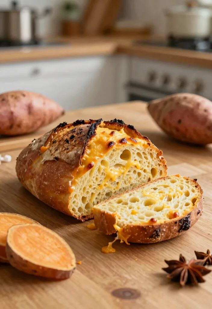 18 Sourdough Cheese Bread Ideas: Melty Bakery Style Loaves - 15. Sweet Potato and Cheese Sourdough 1