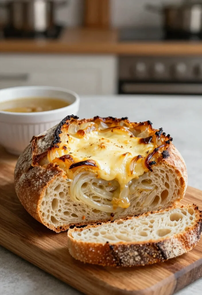 18 Sourdough Cheese Bread Ideas: Melty Bakery Style Loaves - 8. French Onion Soup Sourdough Bread 1