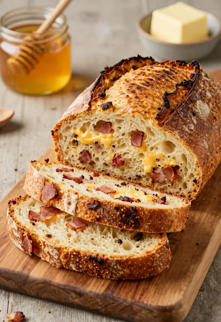 18 Sourdough Cheese Bread Ideas: Melty Bakery Style Loaves - 9. Smoky Bacon and Cheese Sourdough 1