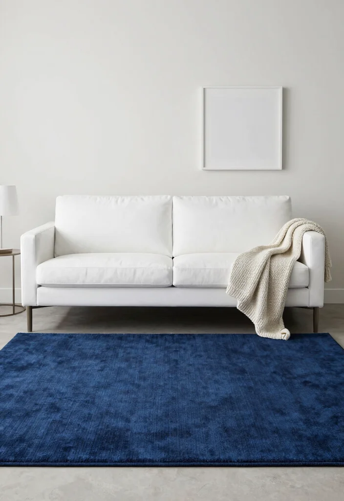 15 Blue Rug Living Room Ideas With Calm Cozy Vibes - 3. Minimalist Elegance 1