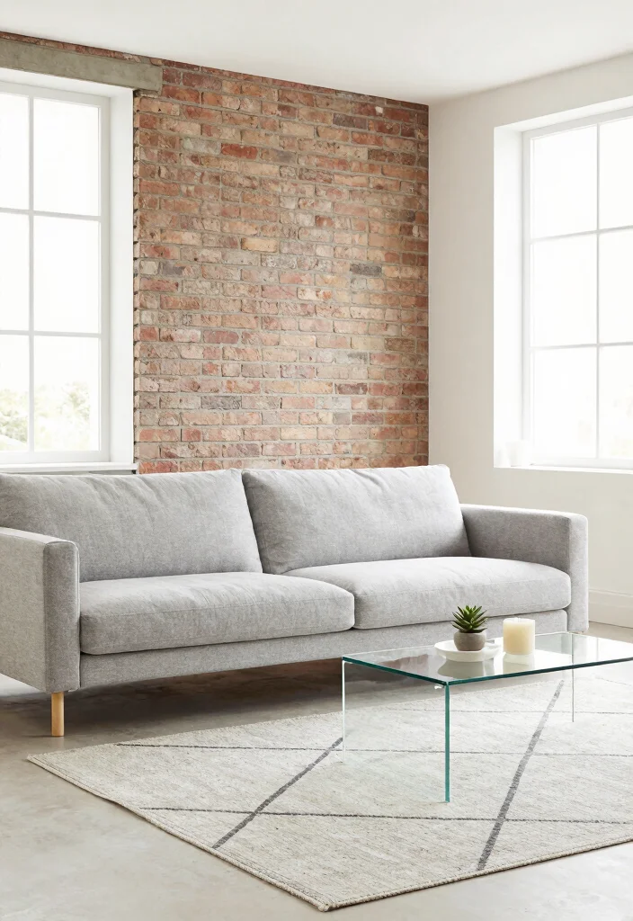 15 Brick Wall Living Room Decor Ideas With Urban Edge - 1. Minimalist Elegance 1