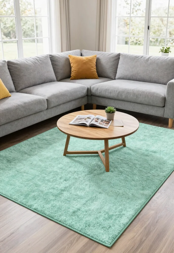 15 Green Living Room Rug Ideas With Fresh Earthy Tones - 2. Organic Cotton Area Rug in Mint Green 1