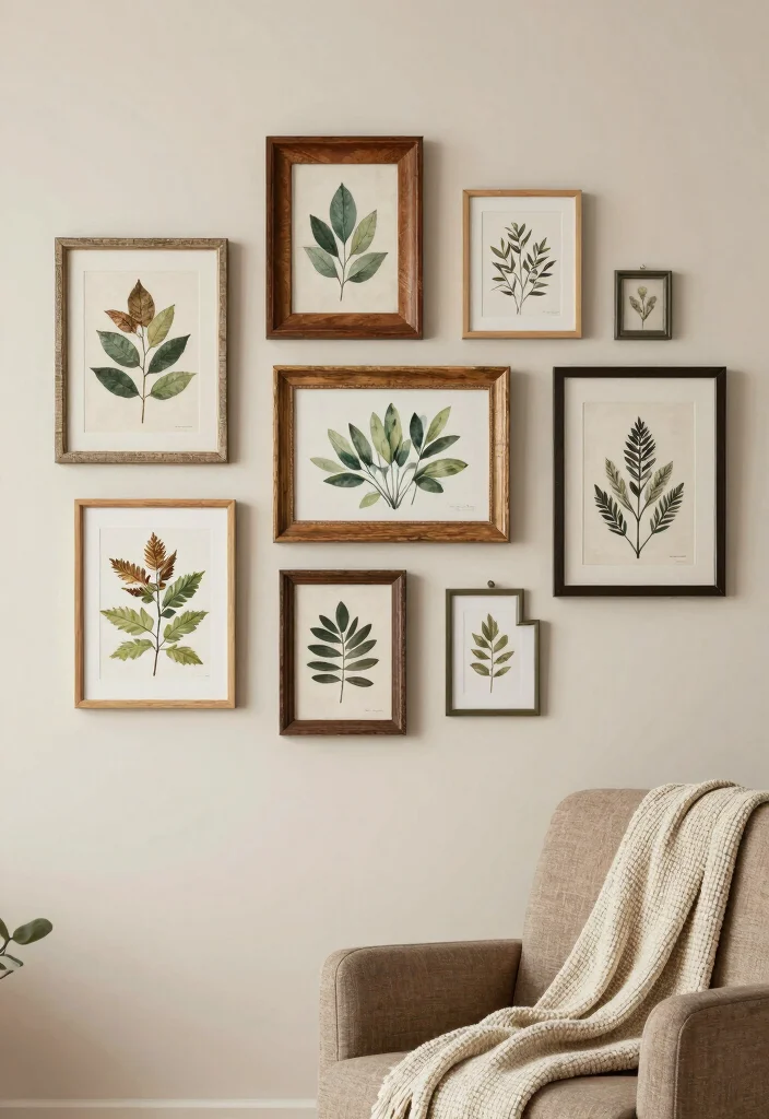 15 Living Room Frames Wall Decor Ideas for a Gallery Look - 13. Mixed Media Frames for Unique Texture 1