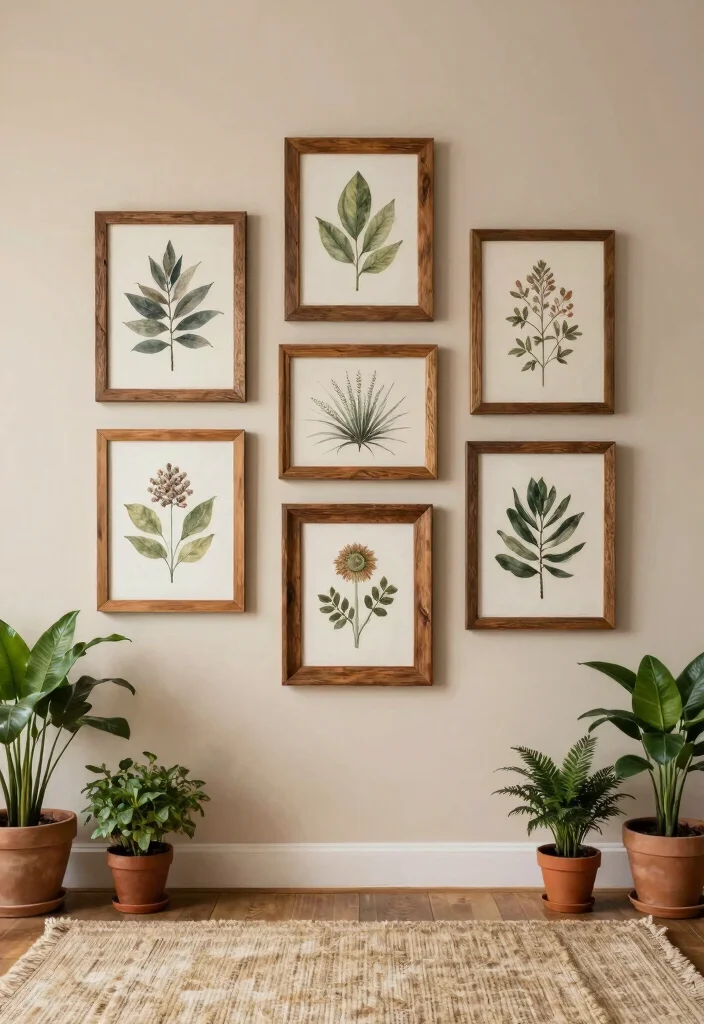 15 Living Room Frames Wall Decor Ideas for a Gallery Look - 3. Rustic Wood Frames for a Natural Touch 1