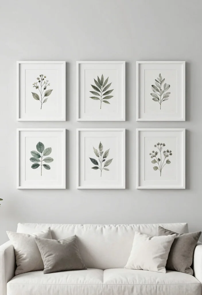 15 Living Room Frames Wall Decor Ideas for a Gallery Look - 4. Minimalist White Frames for a Clean Aesthetic 1
