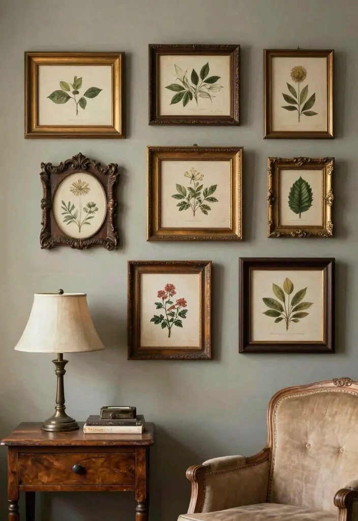 15 Living Room Frames Wall Decor Ideas for a Gallery Look - 5. Vintage Frames for a Touch of Charm 1