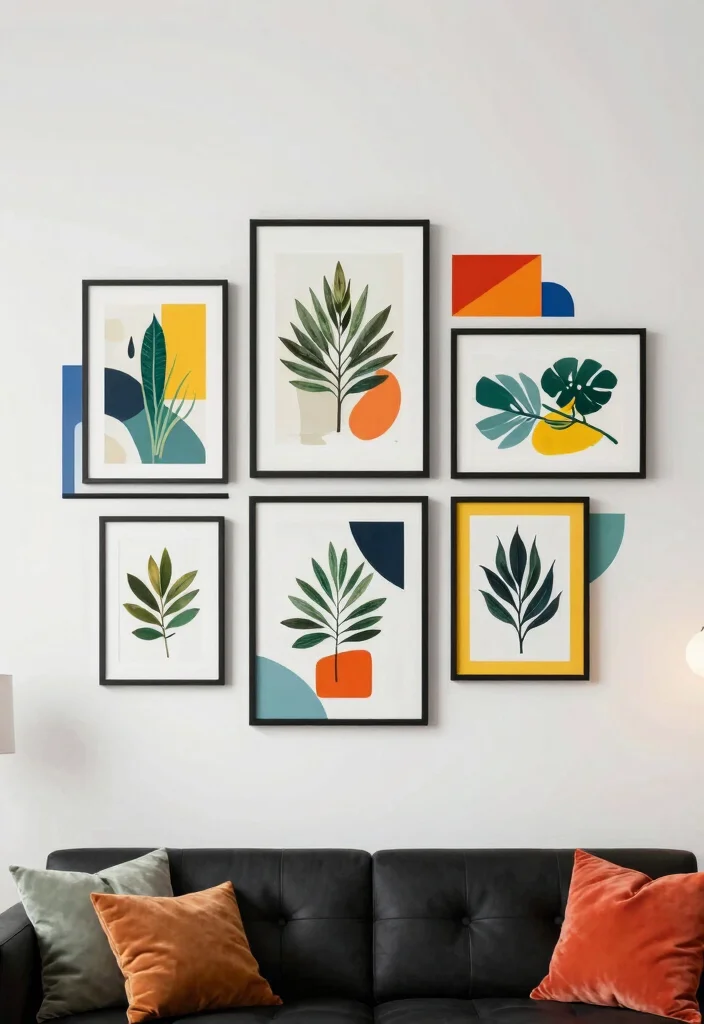15 Living Room Frames Wall Decor Ideas for a Gallery Look - 6. Geometric Frames for a Modern Twist 1