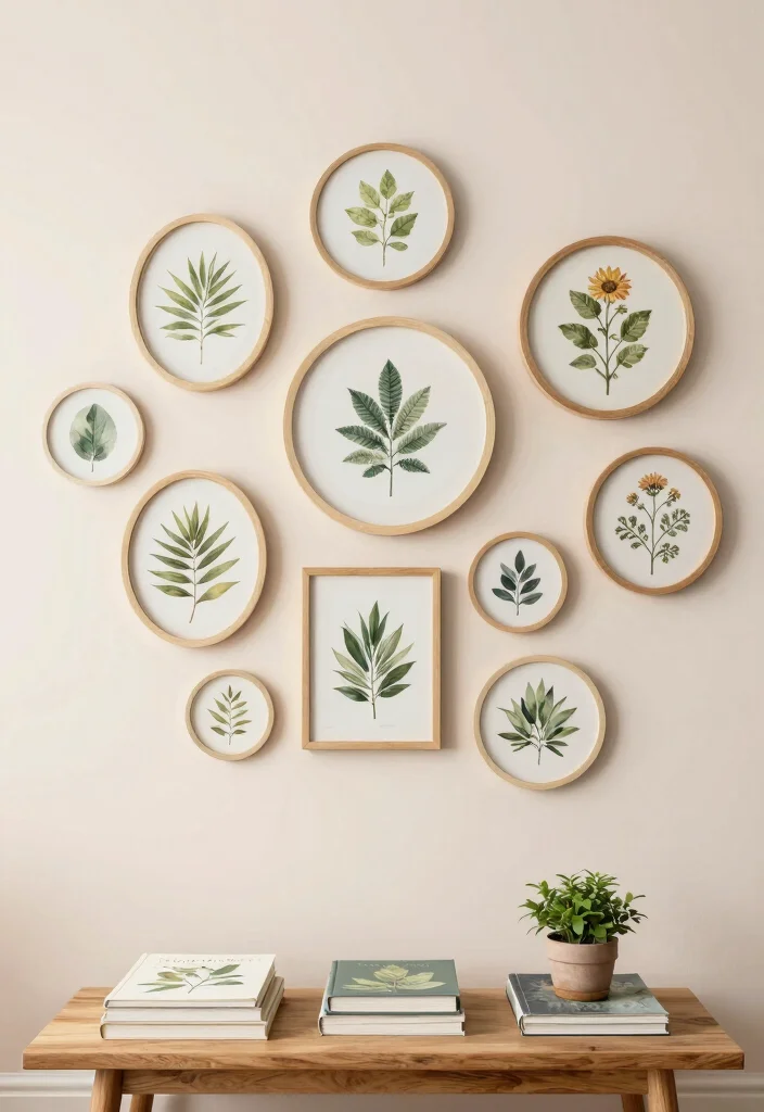 15 Living Room Frames Wall Decor Ideas for a Gallery Look - 8. Round Frames for Softness and Flow 1