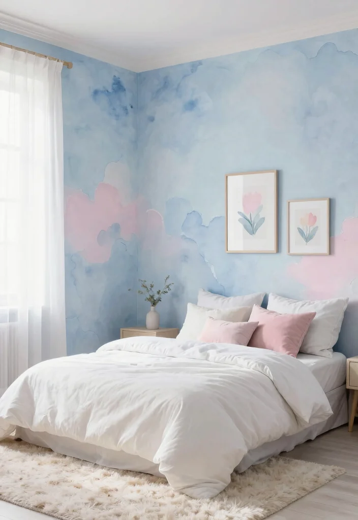 15 Wall Art Bedroom Paint Aesthetic Ideas With Artistic Flair - 4. Whimsical Watercolor Wash 1