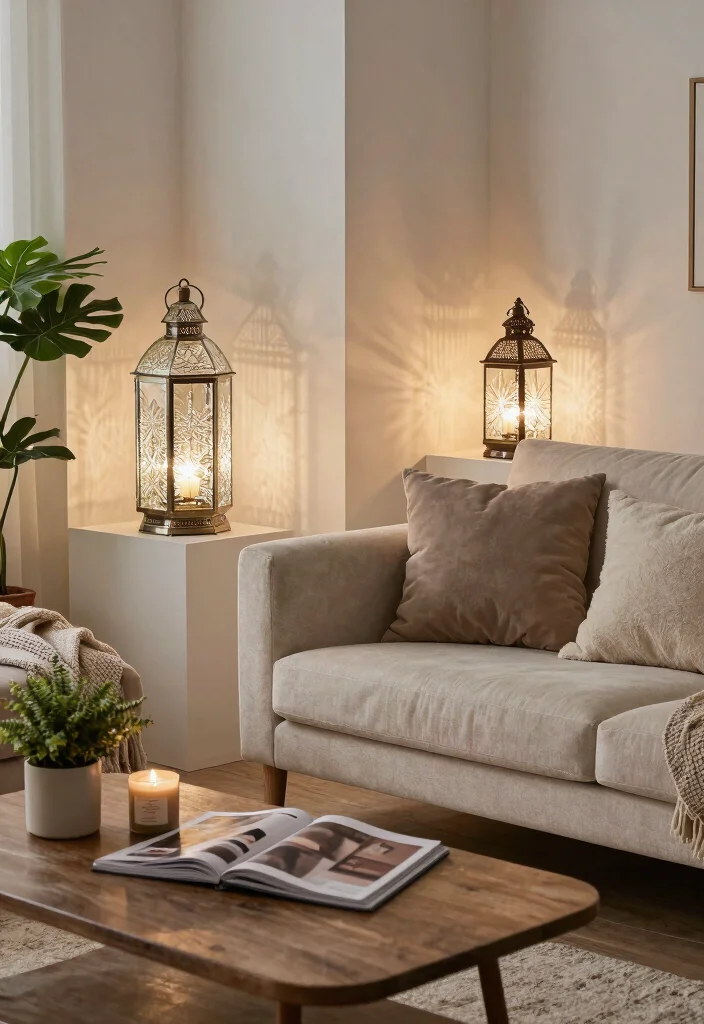 16 Aesthetic Table Lamp Ideas That Glow Beautifully at Night - 1. Elegant Glass Lantern Lamps 1