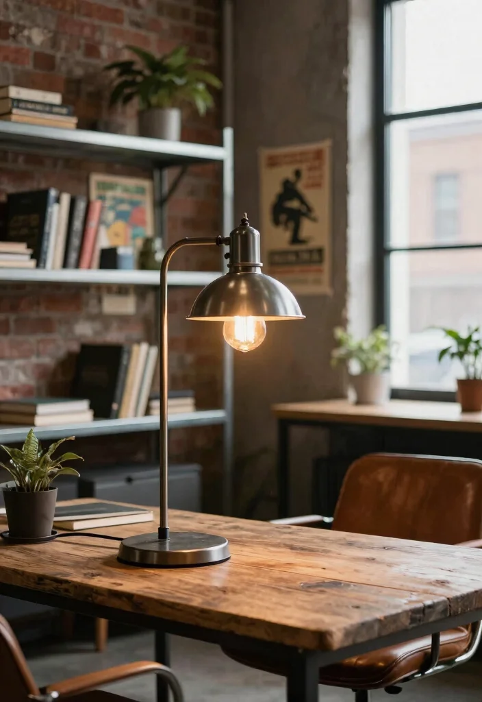 16 Aesthetic Table Lamp Ideas That Glow Beautifully at Night - 2. Vintage Industrial Lamps 1