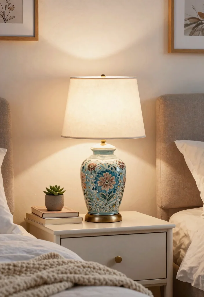 16 Aesthetic Table Lamp Ideas That Glow Beautifully at Night - 3. Charming Ceramic Table Lamps 1