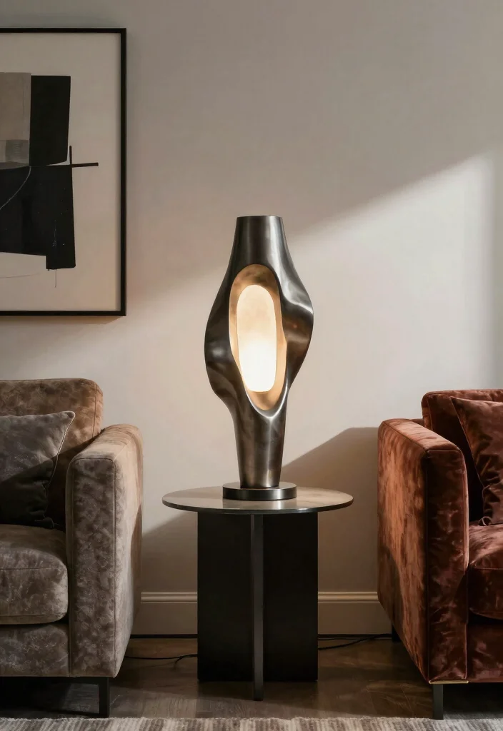 16 Aesthetic Table Lamp Ideas That Glow Beautifully at Night - 8. Artistic Sculptural Lamps 1