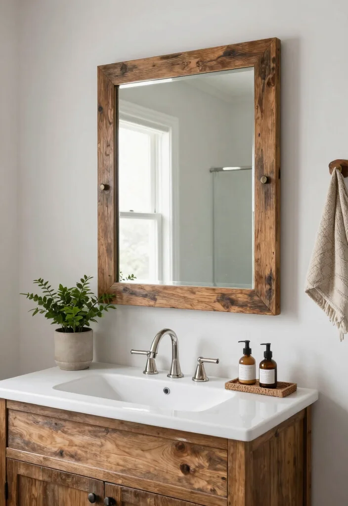 16 Bathroom Vanity Mirrors Double Sink Ideas With Luxe Style - 11. Rustic Wood-framed Mirrors for a Cozy Feel 1